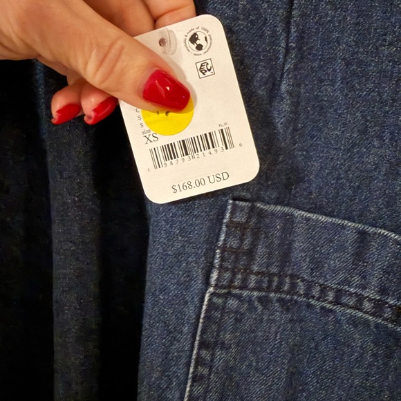 NWT Free People Dex Denim pocket midi dress Sz XS - Picture 4 of 4